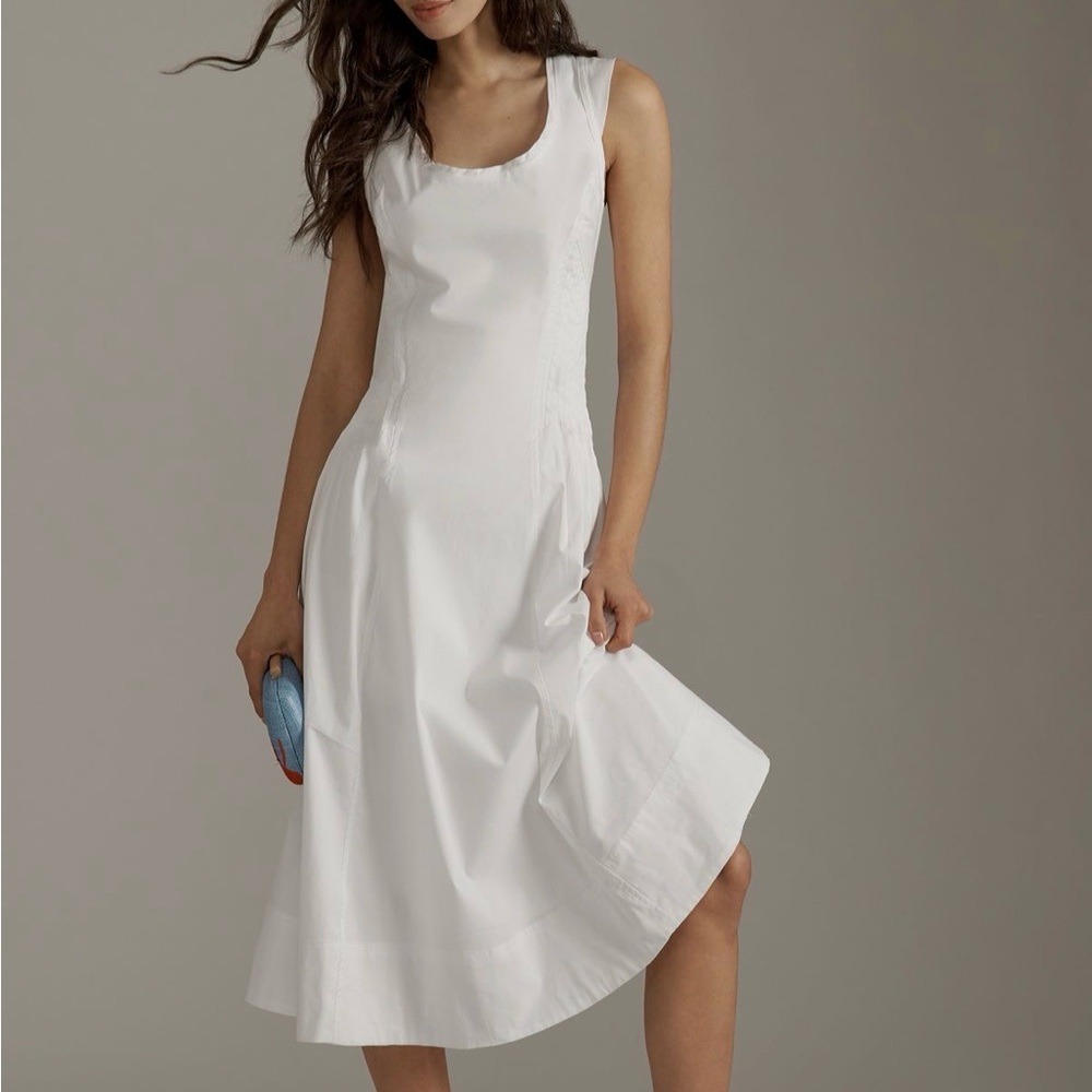 Anthropologie French Inspired Scoop Neck Corset Waist MIDI Dress XS NWT